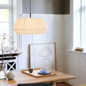 Image of Dicte 53 Indoor Living Dining Textile Pendant Ceiling Light in White (Diam) 53cm