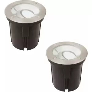 Image of 2 pack Stainless Steel IP67 Ground Light - 16.5W Cool White Tilting Head led
