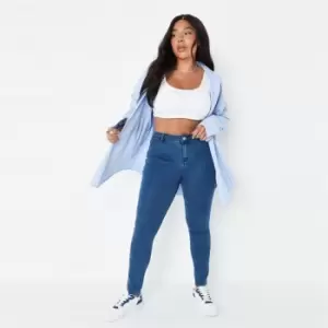 Image of Missguided Anarchy Mid Rise Skinny Jeans - Blue