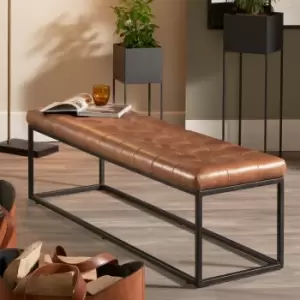 Image of Pacific Arlo Dining Bench, Leather Brown