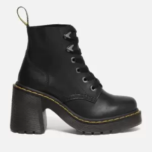 image of Dr. Martens Womens Jesy Leather Heeled Lace Up Boots - Black - UK 4