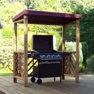 Image of Wooden Dorchester Garden bbq Arbour Shelter Red Roof Cover - Charles Taylor