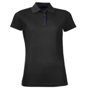 Image of SOLS Womens/Ladies Performer Short Sleeve Pique Polo Shirt (S) (Black)
