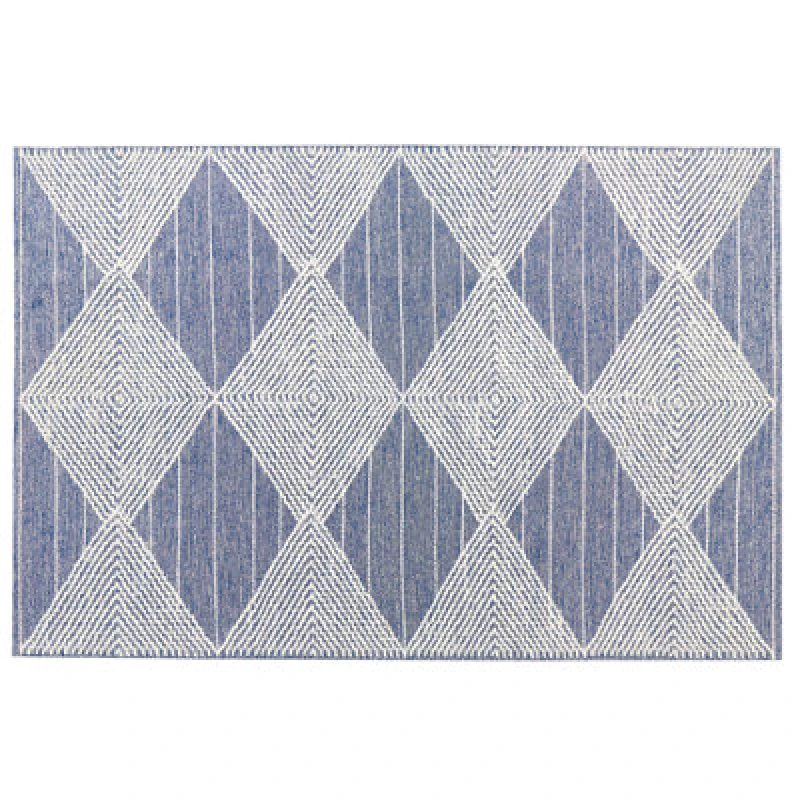 Image of Beliani Rug Datca Blue 140 X 200 Cm Wool