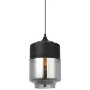 image of Netlighting Modern Hanging Pendant Black 1 Light with Black, Smoky Shade, E27 Di