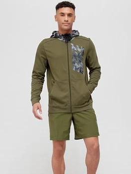 Image of Nike Train Dri-Fit Camo Zip Hoodie - Green, Size 2XL, Men