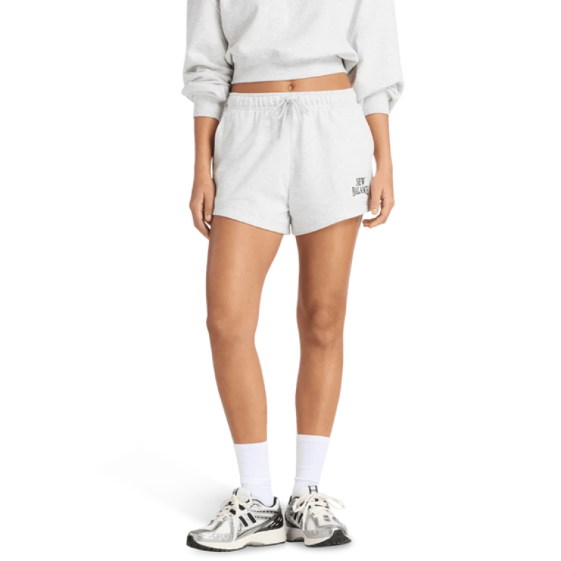 Image of New Balance Terry|Trackside Women Shorts - Grey - Size L - Cotton Jersey