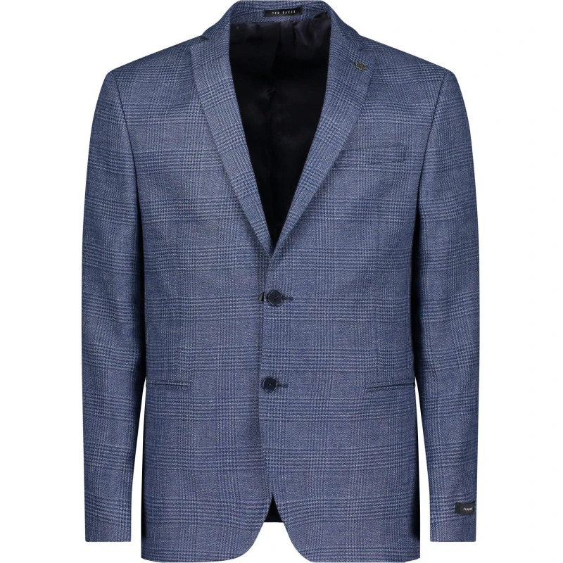 Image of Ted Baker Kilda Check Slim Fit Jacket - Blue Blue 48 inch