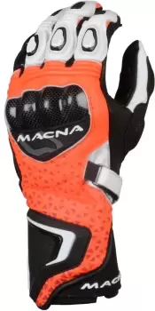 Image of Macna Track R Gloves, black-white-orange, Size XL, black-white-orange, Size XL