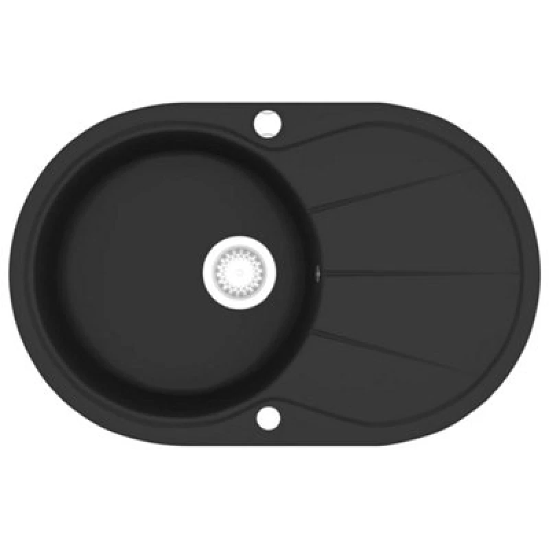 Image of Vidaxl Granite Kitchen Sink Single Basin Oval Black