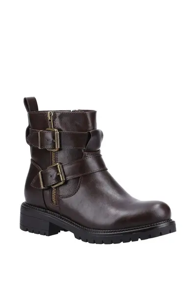 image of Divaz 'Sarah' Zip Up Leather Boot Brown