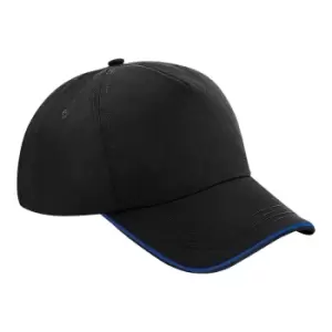 Image of Beechfield Authentic 5-Panel Cap (One Size) (Black/Bright Royal)