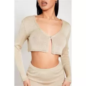 Image of I Saw It First Stone Crop Fine Knit Button Front Cardigan Co-Ord - Brown