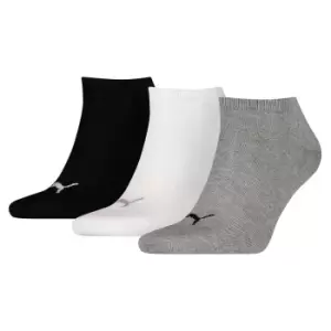 image of Puma Sneaker Invisible Socks (3 Pairs) (2.5-5, Grey/White/Black)