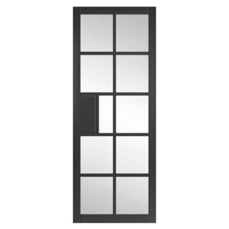 Image of JB Kind Doors Urban Industrial Plaza Black Clear Glass Internal Door