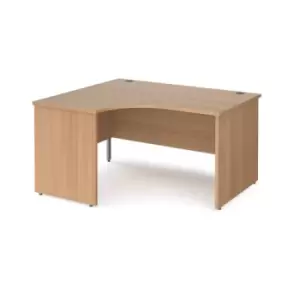 Image of Office Desk Left Hand Corner Desk 1400mm Beech Top And Panel End Leg Maestro 25