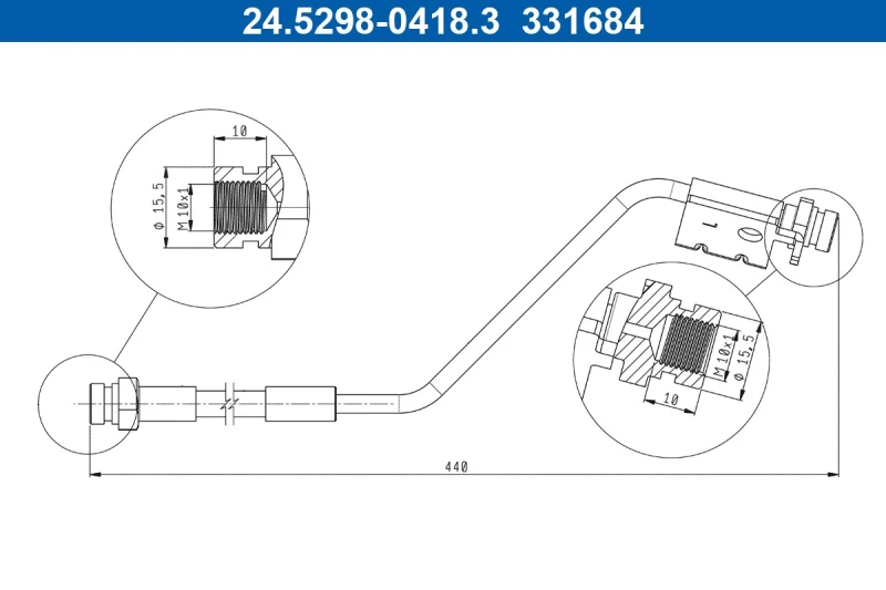 Image of Brake hose ATE 24.5298-0418.3