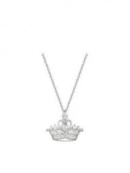 image of Disney Princess Sterling Silver Crystal Tiara Pendant Necklace