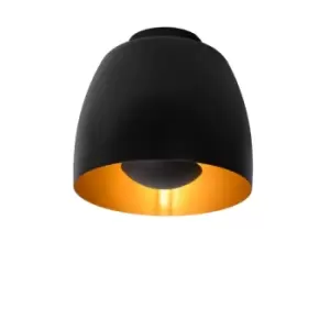 Image of Nolan Classic Flush Ceiling Light - Ø24cm - 1xE27 - Black