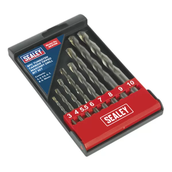 Image of Genuine SEALEY AK5708 Tungsten Carbide Tipped Masonry Drill Bit Set 8pc