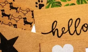 Image of Natural Coir Non-Slip Door Mats, Hello (Design Two), One