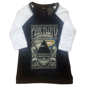 Image of Pink Floyd - Carnegie Hall Poster Ladies Large T-Shirt - Black,White