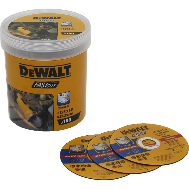 Image of DEWALT Fast Cut Steel Cutting Discs Tub DT20540-QZ Diameter: 125mm