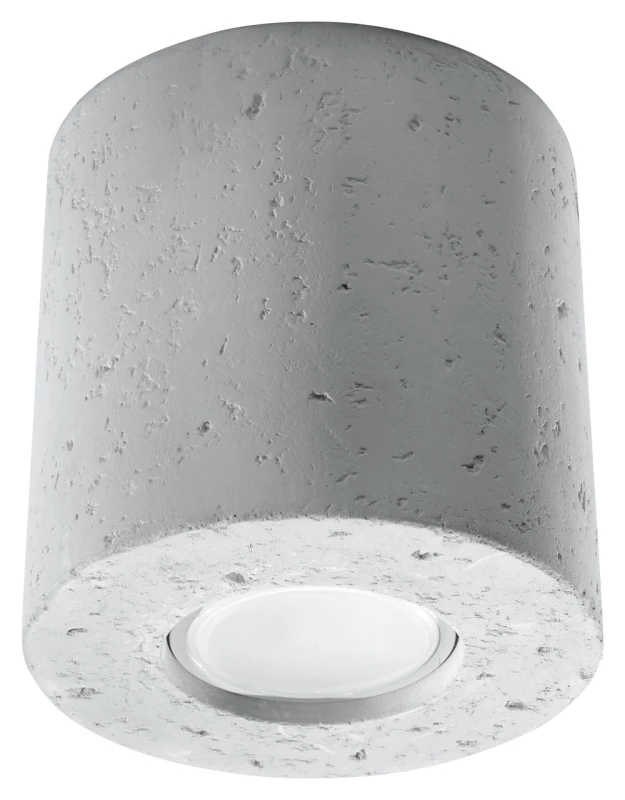 Image of SOLLUX Modern Grey Concrete Tube Ceiling Lamp - Elegant Loft Design with LED GU10