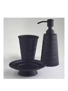 image of Our House 3 Piece Bathroom Accessory Set - Black