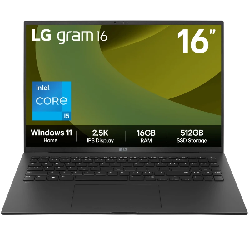 Image of LG LG Gram 16Z90RU-G.AA55A1 laptop Intel Core i5 i5-1334U 40.6cm (16") 2.5K 16GB LPDDR4x-SDRAM 512GB SSD WiFi 6E (802.11ax) Windows 11 Home Blac