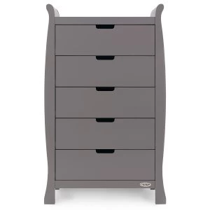 image of Obaby Stamford Sleigh Tall Chest of Drawers - Taupe Grey