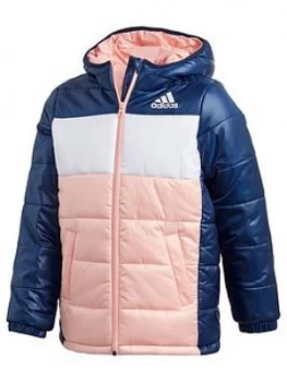 image of adidas Youth Synthetic Jacket - Pink/White, Size 3-4 Years, Women