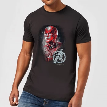 Image of Avengers Endgame Captain America Brushed Mens T-Shirt - Black - 3XL - Black