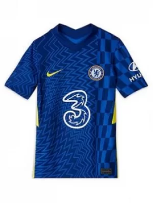 image of Nike Chelsea Youth 21/22 Home Short Sleeved Stadium Jersey, Blue, Size L