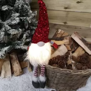 Image of 42cm Red Christmas Light Up Gnome Gonk Nordic Sitting Red Sequins Dangly Legs