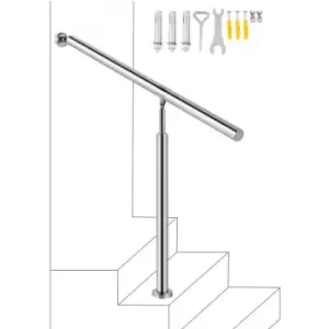 Image of VEVOR Step Handrail 1 Steps Stainless Steel Stair Railing for Indoor or Outdoor Use Step Railing Handrails Metal Hand Rails for Steps, 80 x 90 cm, Sil
