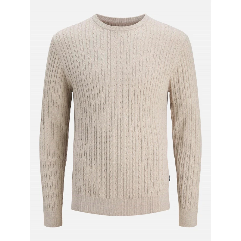 Image of Jack and Jones Emil Cable Knit Jumper Mens Oatmeal male L