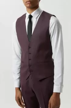 image of Mens Skinny Burgundy Micro Texture Waistcoat