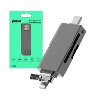 image of PREVO CR312 USB 2.0, USB Type-C and Lightening Connection, Card...