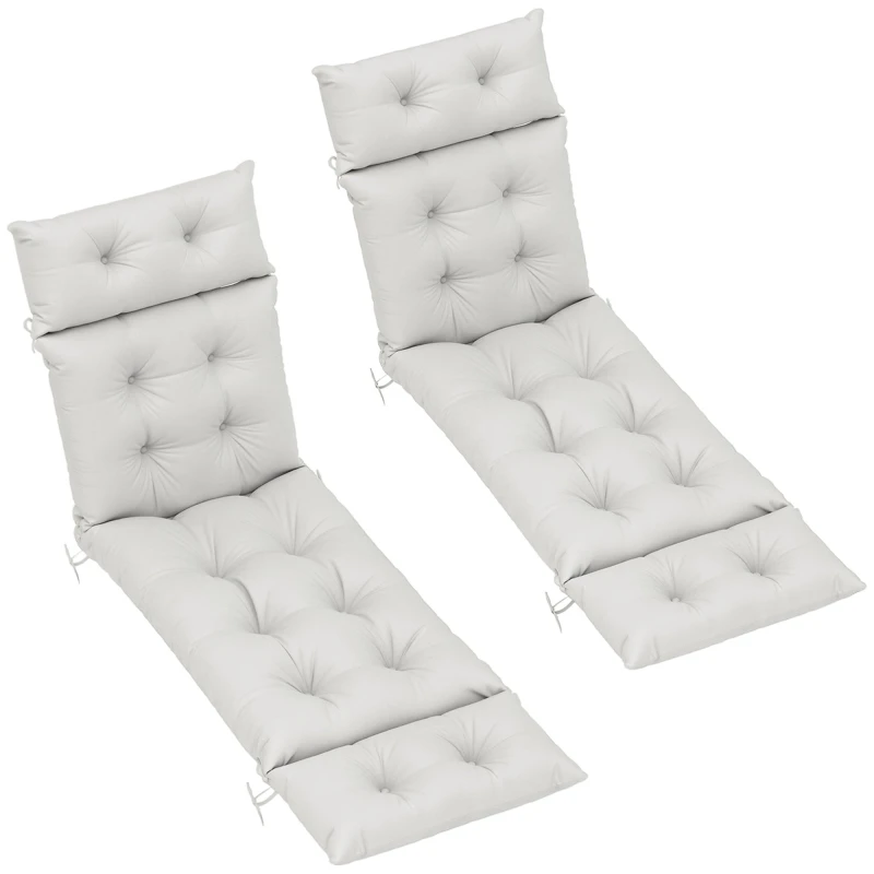 Image of Outsunny Garden Lounge Chair Cushions Set of 2, 220gsm Fabric, Light Grey 84G-686V70LG