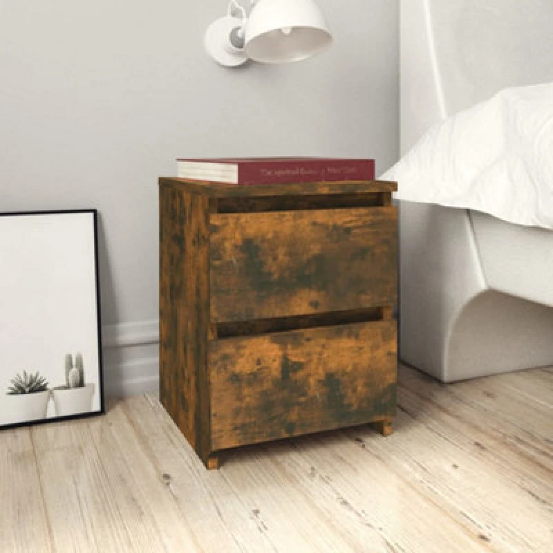 Image of Vidaxl Bedside Cabinet Smoked Oak 30X30X40 Cm Engineered Wood, Brown 815327