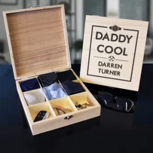 image of Personalised Daddy Cool Wooden Trinket Box