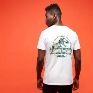 Image of Jurassic Park Primal Leaf Print Logo T-Shirt - White - M