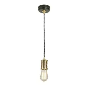 image of 1 Bulb Ceiling Pendant Light Fitting Black Highly Polished Brass LED E27 60W