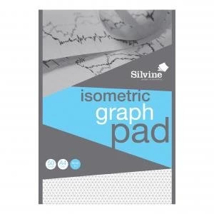 image of Silvine Student Graph Pad 90gsm 5mm Isometric 50 Sheets A4 Ref A4GPISO