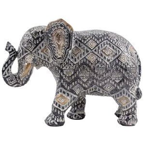 Image of Geometric Black and Gold Small Thai Elephant Figurine