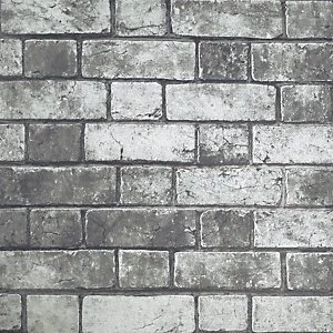 Image of Arthouse Brickwork Grey Wallpaper