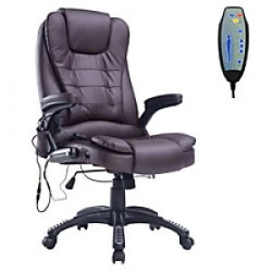 image of HOMCOM PU Leather Office W/Massage Function, High Back-Brown