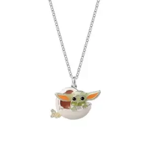Image of Star Wars The Mandalorian The Child green, white, orange & yellow Enamel Silver plated brass Pendant necklace CF01093SL-Q