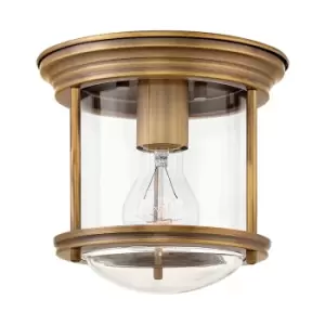 image of Hinkley Hadrian 1 Light Clear Glass Flush Mount - Brushed Bronze